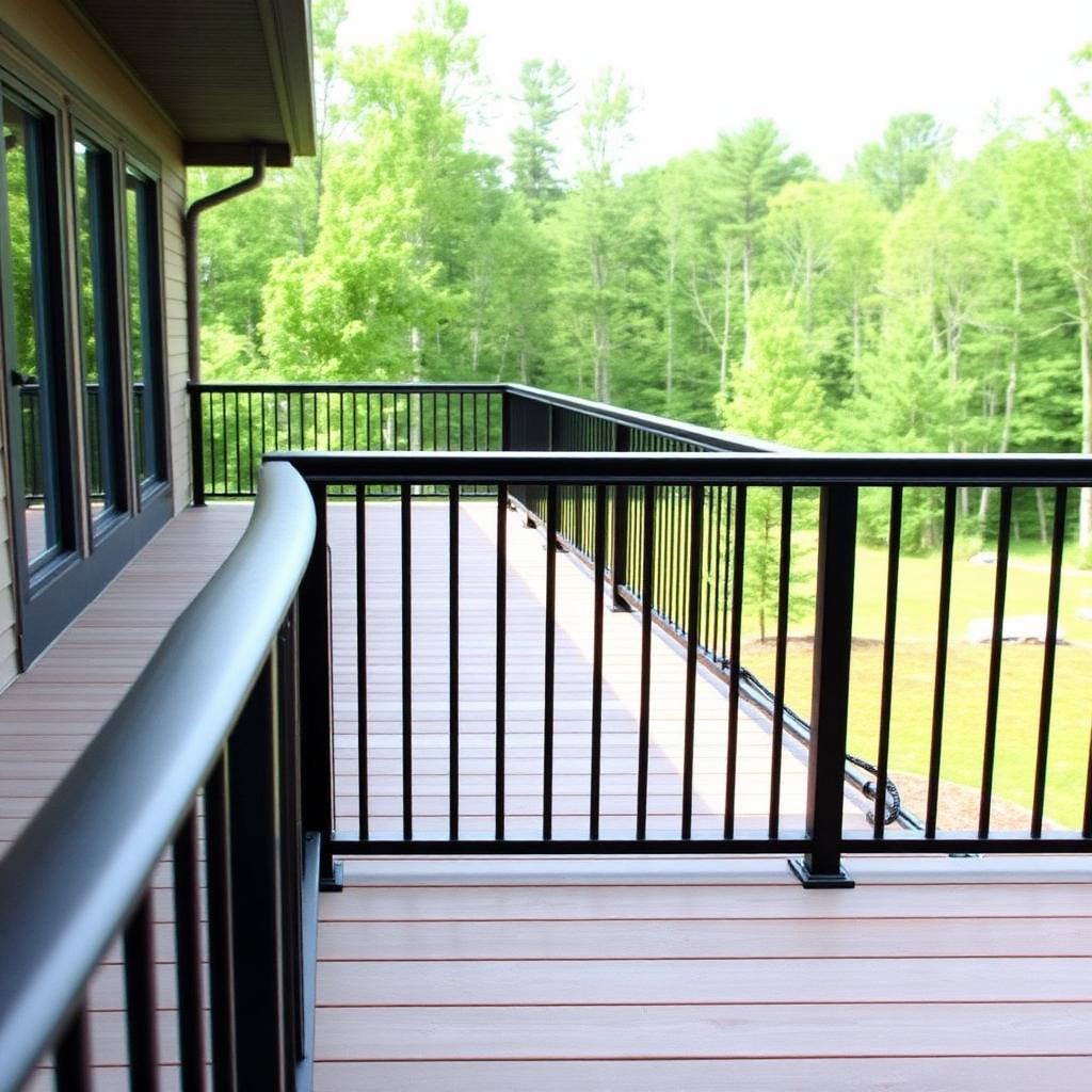 Aluminum railings overlooking woods